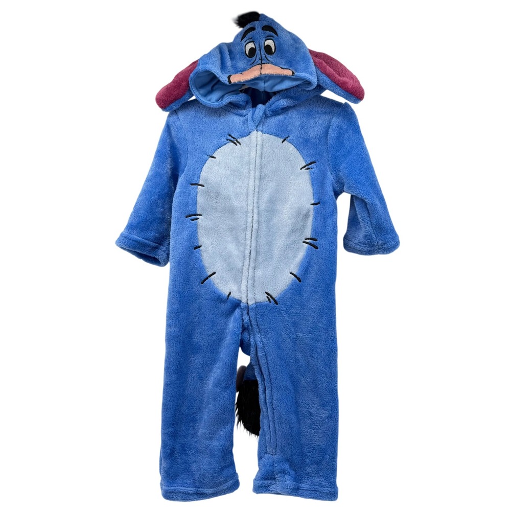 Disney Winnie the Pooh Eeyore Blue Fleece Hooded Jumpsuit 12M Costume Halloween